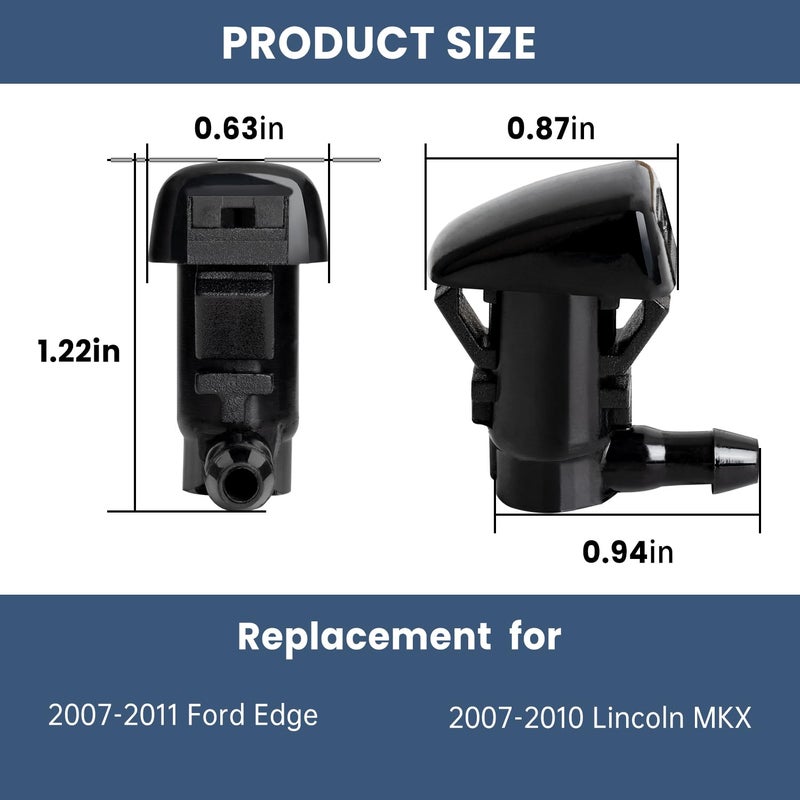Belleone 2 Front Windshield Washer Nozzle Kit fit for 2007-2011 Ford Edge, 2007-2010 Lincoln MKX Base Sport Premium Sport, Replacement for 7T4Z-17603-A - Image 2